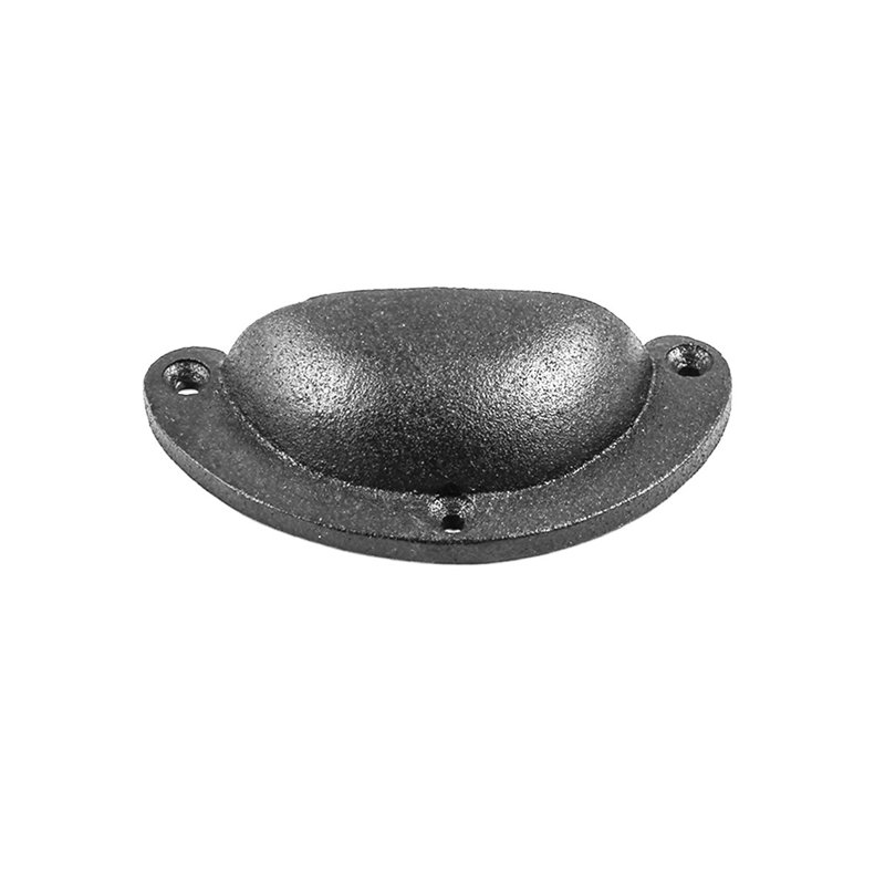 Black Iron Cup Pull with Mounting Hardware
