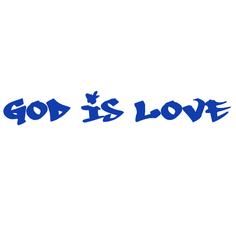 Décalcomanie murale dieu is love graffitti, H 9 po x l 60 po x P 0,01 po, Bleu foncé