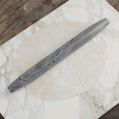 Marble French Rolling Pin with Stand, Monte Grigio