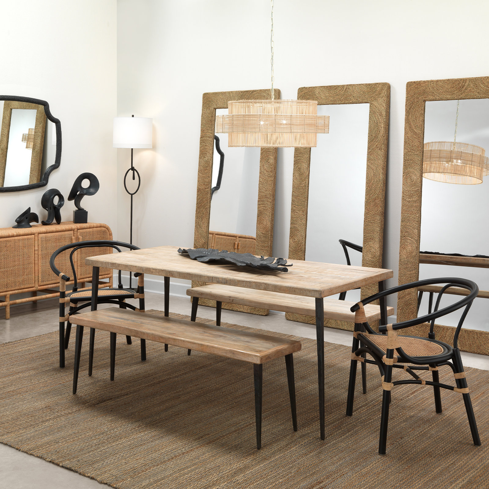 Gaia 2 Light Rattan Dimmable Pendant