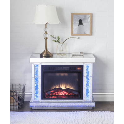 Boerpine 27.6'' W Mirrored,White Electric Fireplace