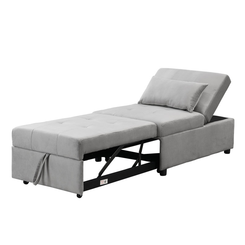 Versatile Folding Ottoman Sofa Bed For All Spaces And Comforts, Gray Velvet