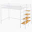 Lit mezzanine simple en métal avec tablette supérieure et échelle de rangement latérale-1355528848