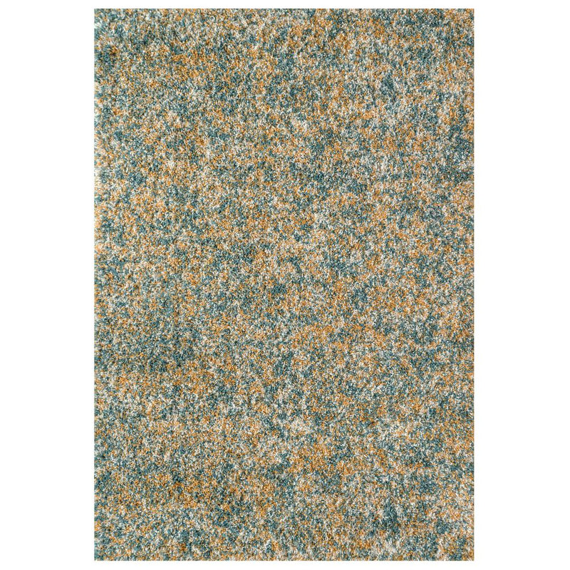 Doniece Teal Blue Yellow Shaggy Rug Soft Fluffy Deep Pile Mottled Warm Bedroom Mat, Rectangle 80 x 150cm
