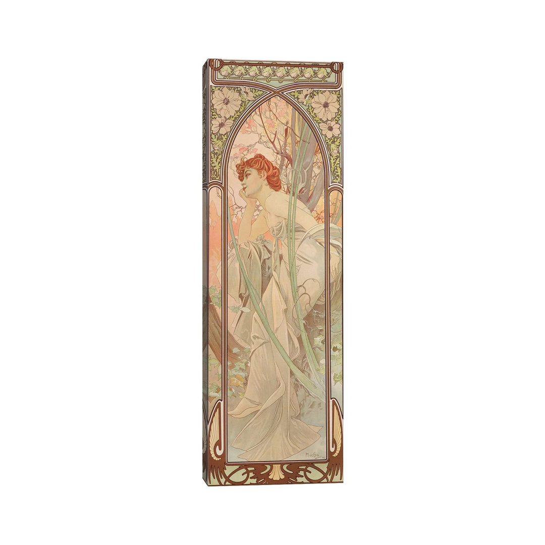 The Times Of The Day: Evening Contemplation, 1899 by Alphonse Mucha - Wrapped Canvas Print