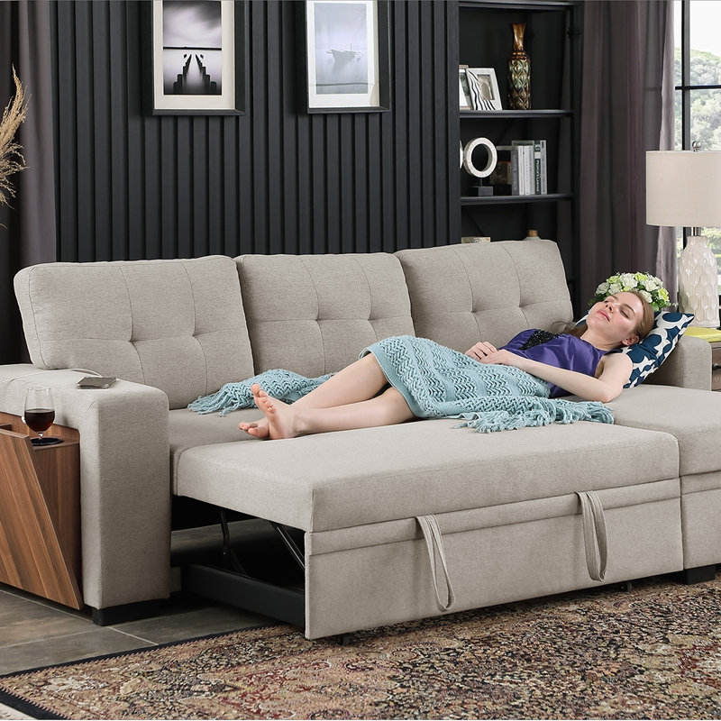 Canapé modulaire 3 pièces rembourré, Lin gris pâle