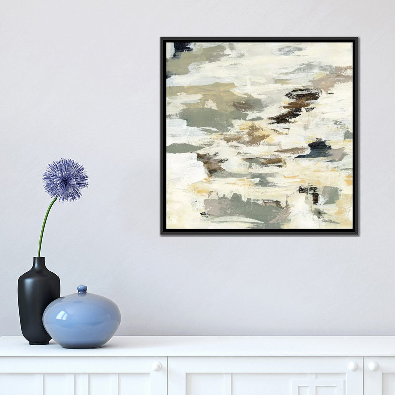 «Steps on Stones I», reproduction d'art sur toile, H 18 po x l 18 po x P 1,5 po, Toile avec cadre noir, Pas de tapis