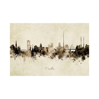 Dublin Ireland Skyline by Michael Tompsett - Wrapped Canvas Print