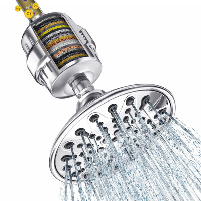 6 Inches Shower Head With 20 Stage Shower Filter Combo