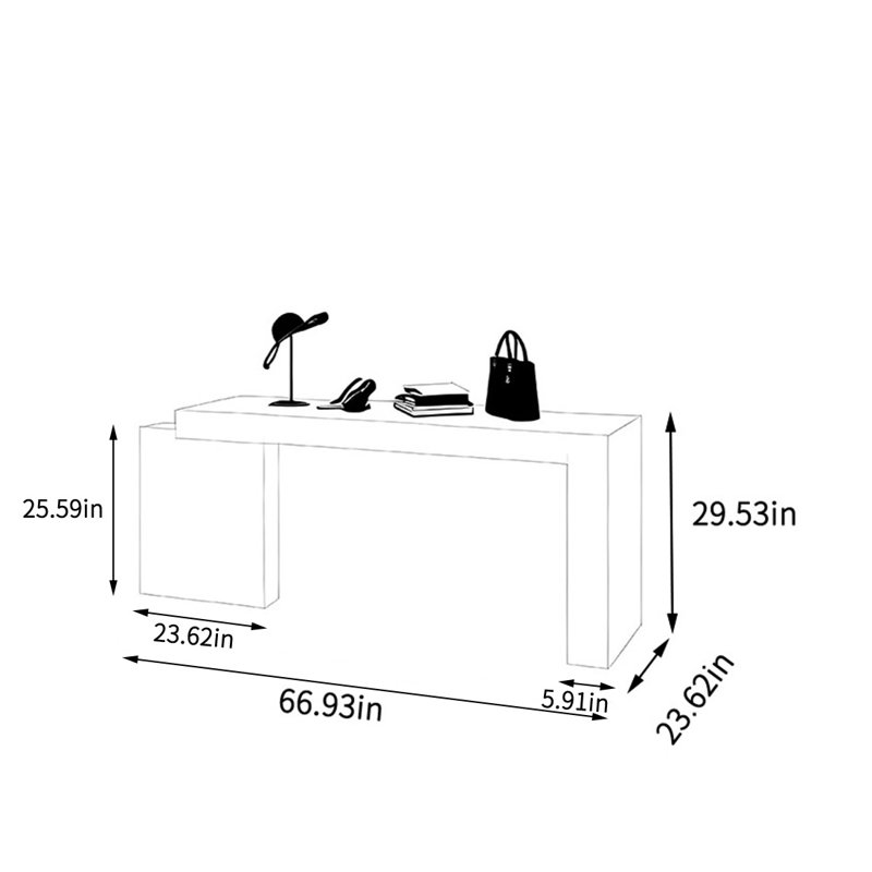 Table de présentation pour vêtements, H 29,53 po x l 66,93 po x P 23,62 po