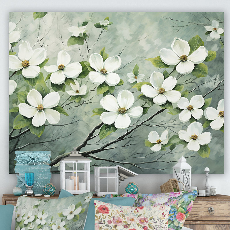 Impression sur toile Dogwood, H 24 po x l 32 po x P 1 po, Toile tendue