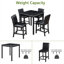 Ensemble de salle à manger à hauteur de comptoir 5 pièces pour petite cuisine, table carrée en bois massif et chaises rembourrées, noir classique, plateau de table de 34,5 pouces