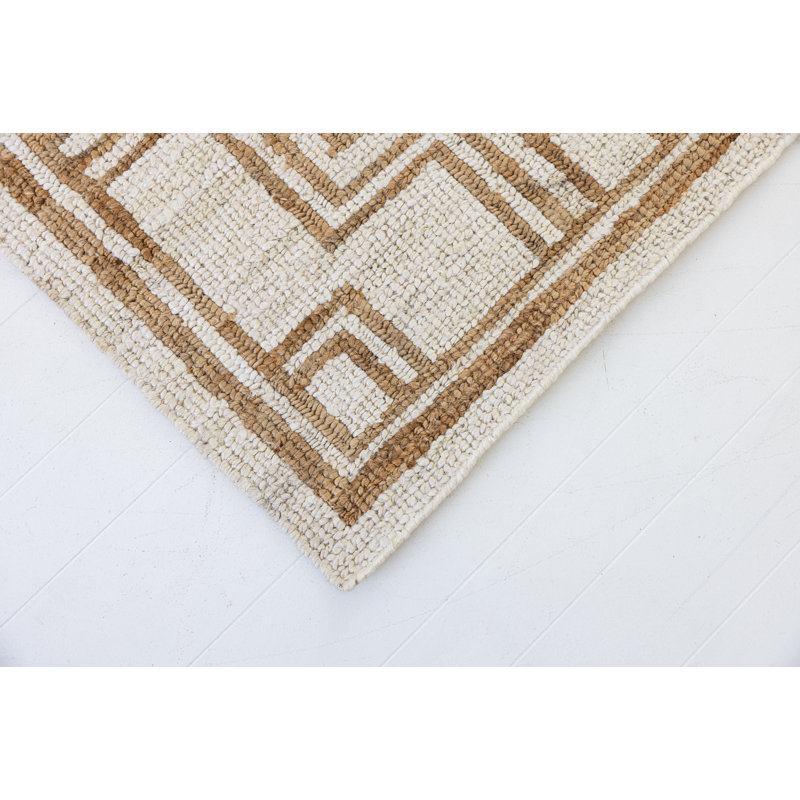 Willa Hand Knotted Jute / Sisal Geometric Area Rug, Rectangle 8' x 10'
