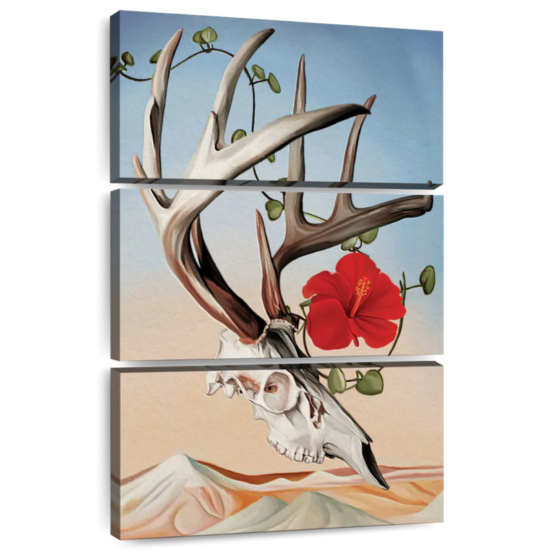 Crâne de cerf en lévitation Kerner, H 65 po x l 42 po