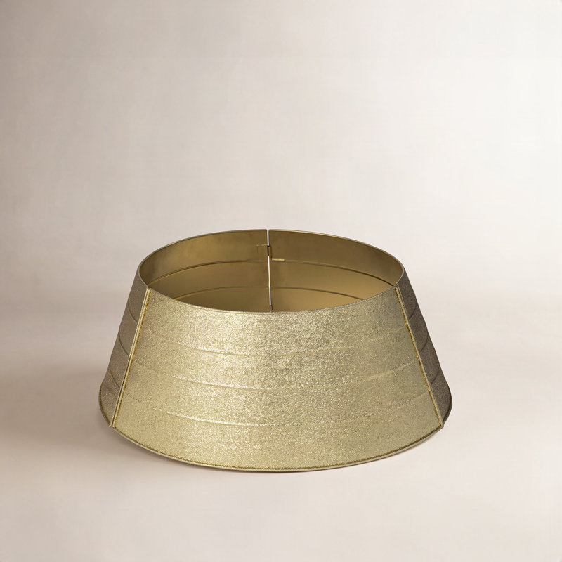 25.75"D Gold Metal Glitter Tree Collar, 12.5" H x 25.75" W x 25.75" D, Gold