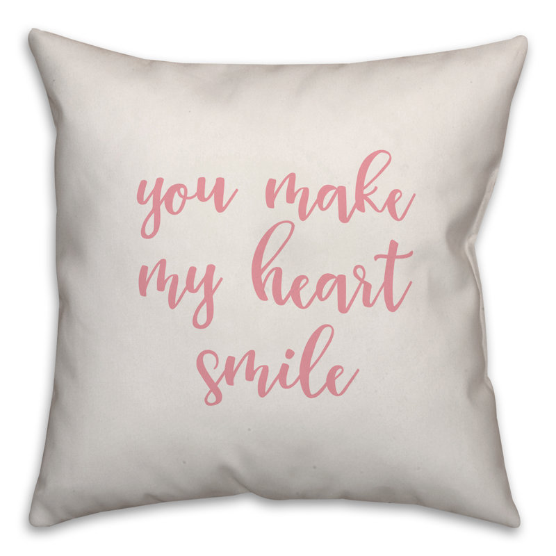  Coussin You You My My Heart Smile, Coussin décoratif, Blanc / rose