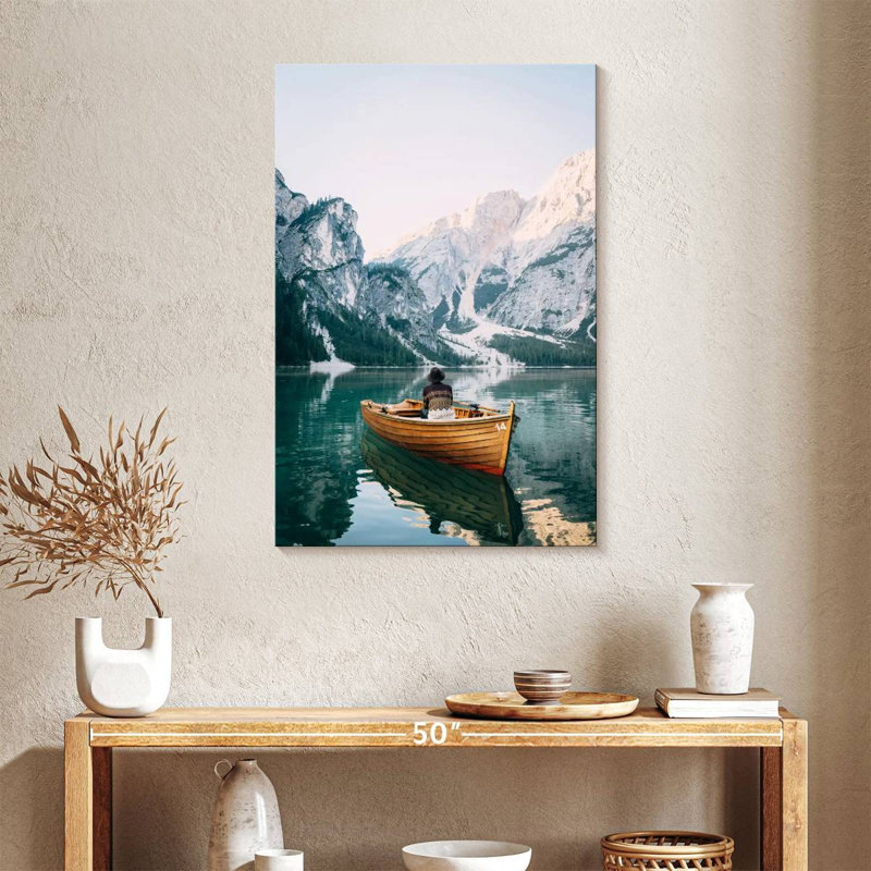 Man Rowing On A Lake, 36" H x 24" W