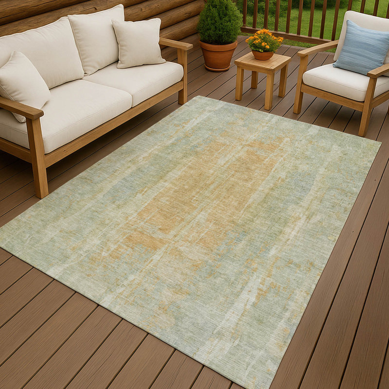 Tapis abstrait lavable à la machine intérieur / extérieur ACN2309 Chantille, Rectangle 10 pi x 14 pi