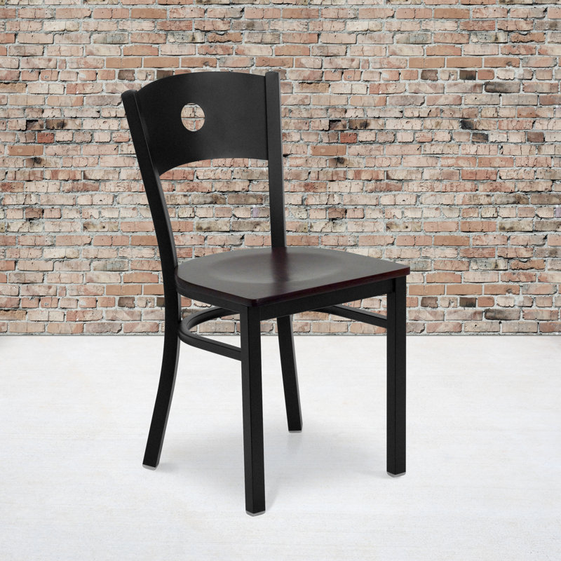 Merlina Circle Back Metal Restaurant Chair, Mahogany Wood