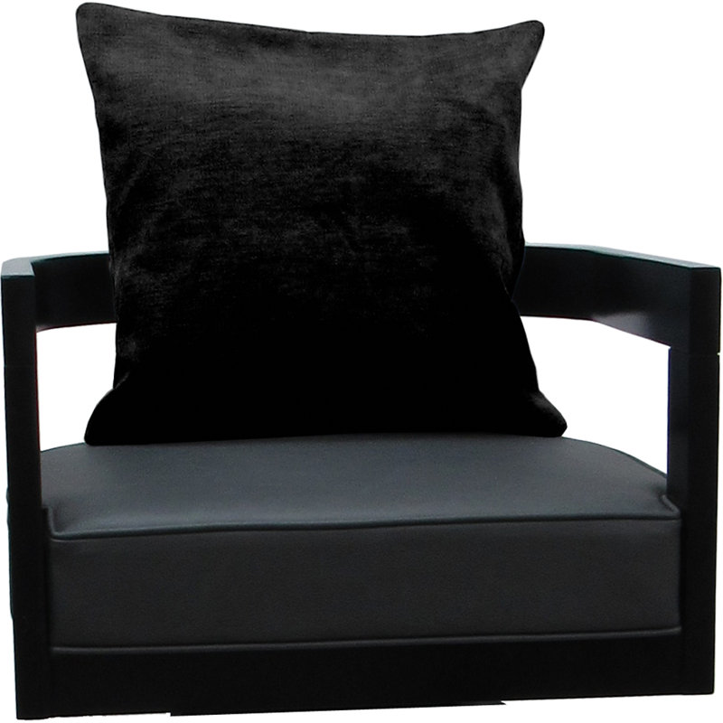 Megill Swivel Wood Extra Tall Bar Stool - Vinyl With A Pillow, Black/Gray