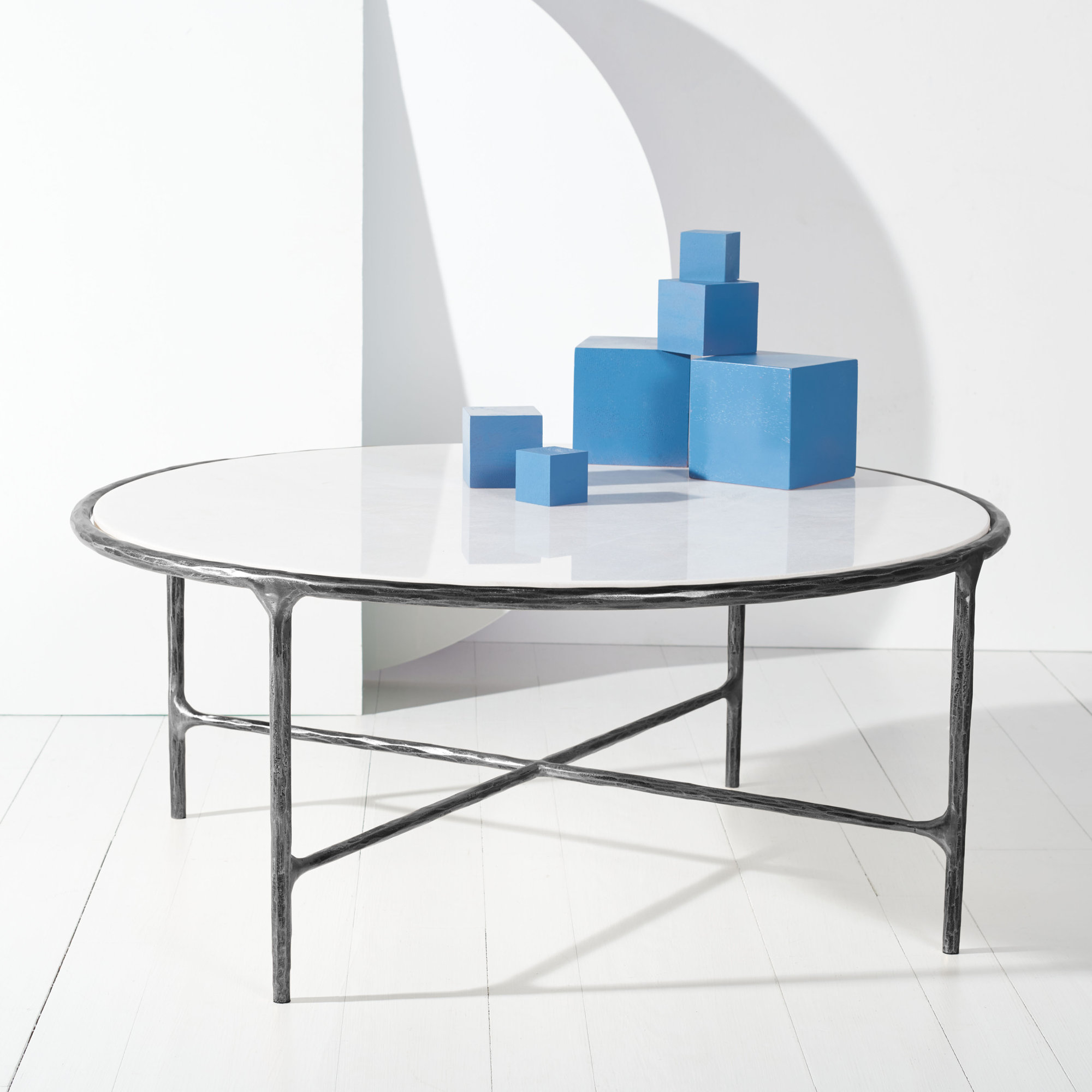 Evelynn Single Coffee Table, Black, Marble, White Marble
