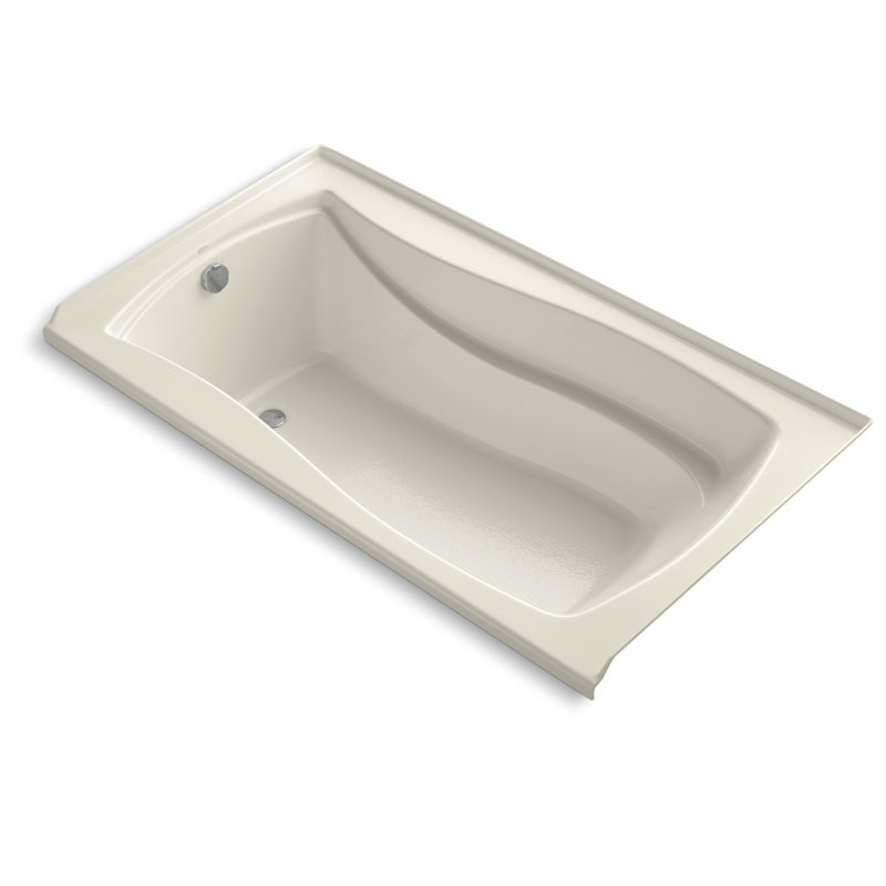 Mariposa 66" x 36" Drop In Soaking Bathtub, Almond, Right