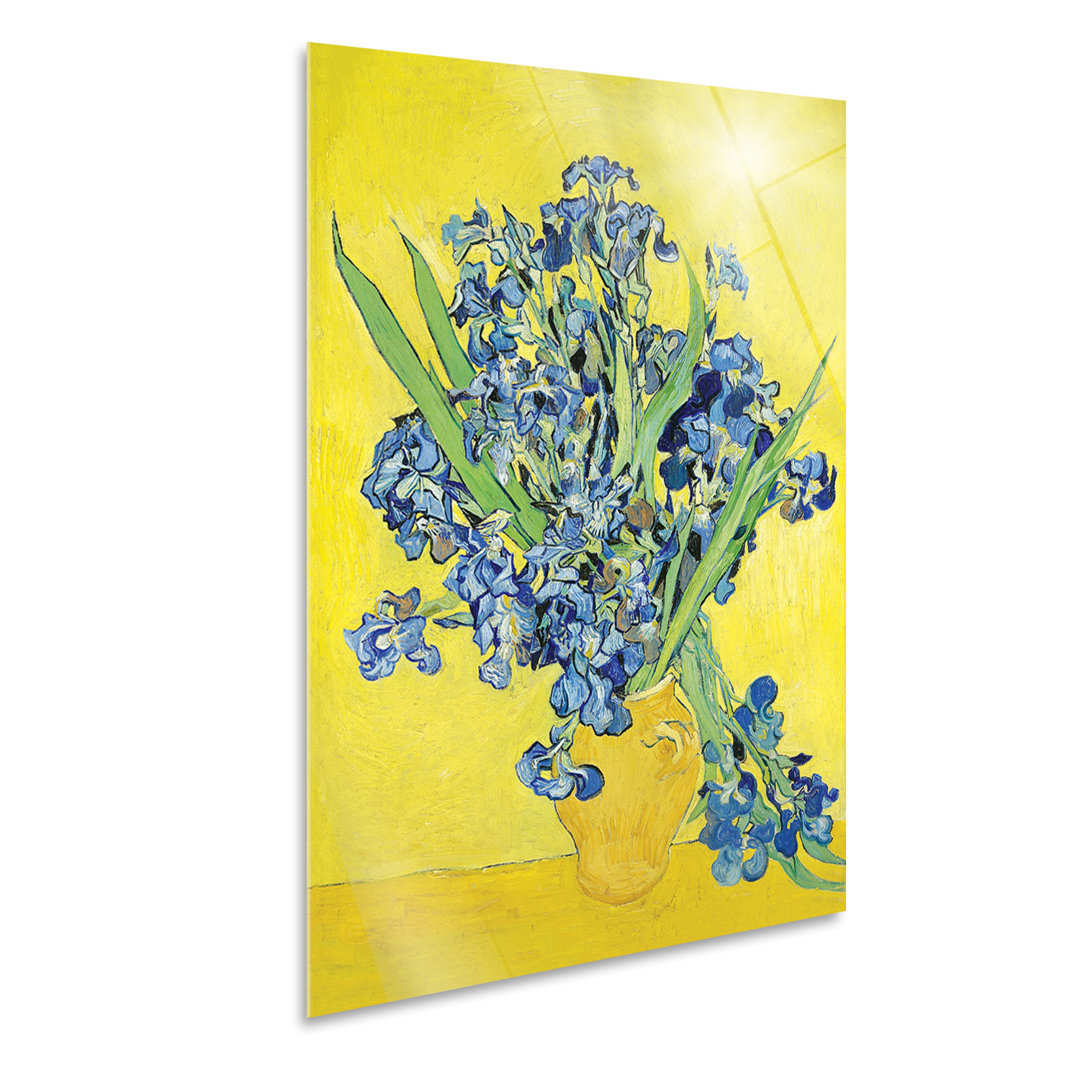 Glasbild Vase mit blauen Blumen von Vincent Van Gogh