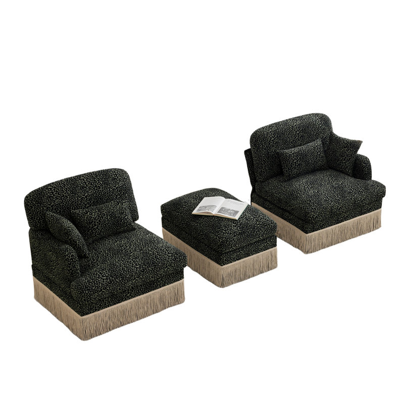 Comfy Chenille Leopard Printing Loveseat Sofa, Vert