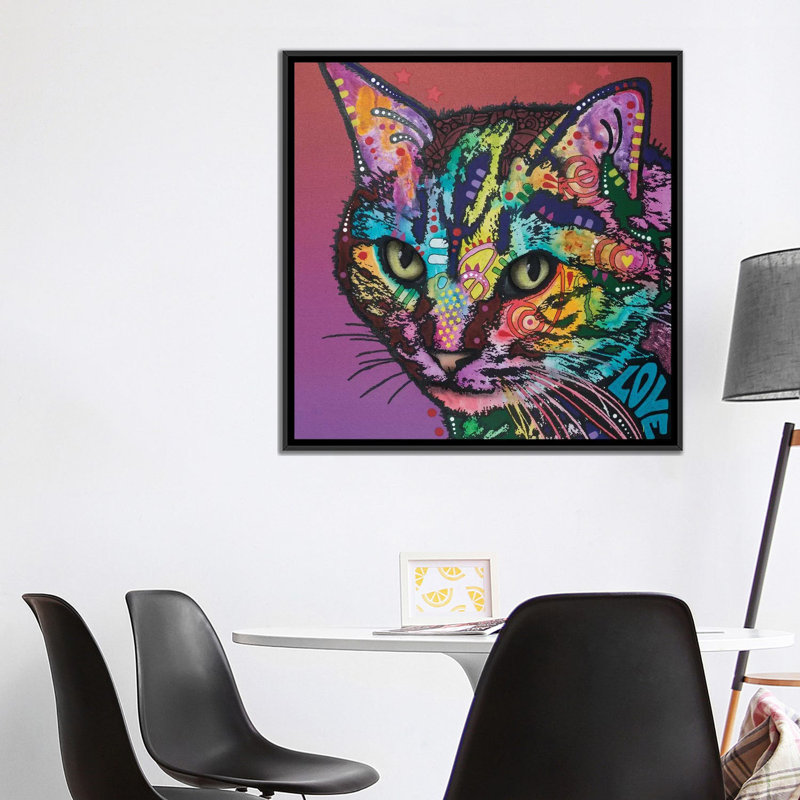 «Lucy the Cat», impression sur toile, H 37 po x l 37 po x P 1,5 po, Toile avec cadre noir, Pas de tapis
