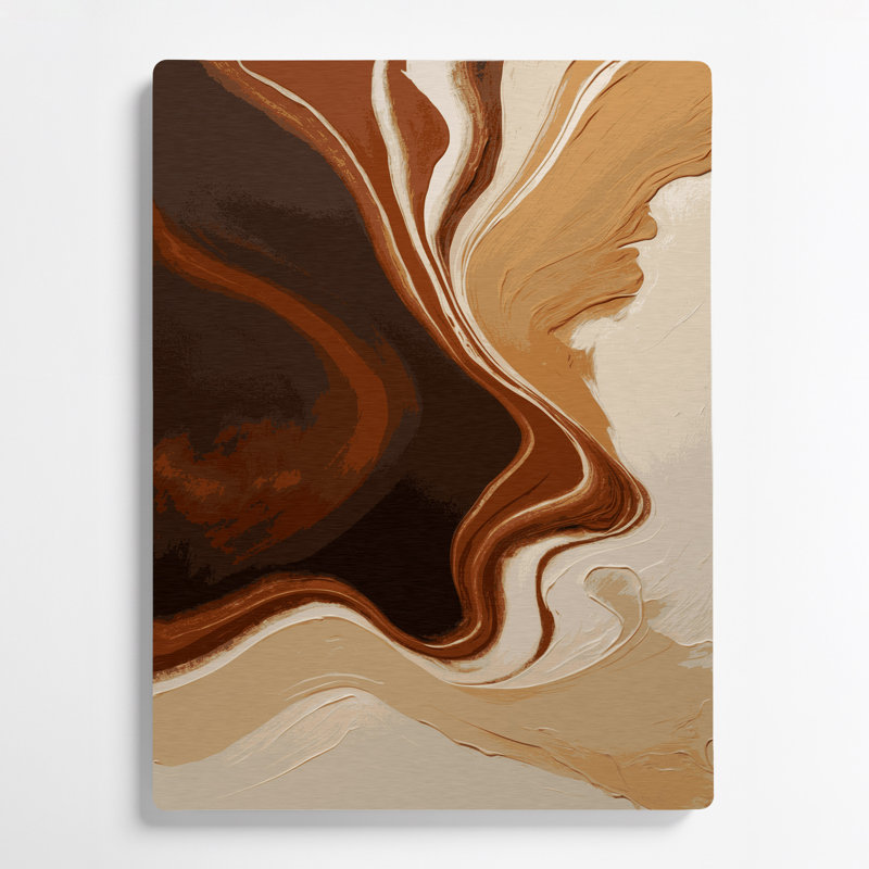 Abstrait couleur champ 13, art mural en métal brun, H 24 po x l 36 po