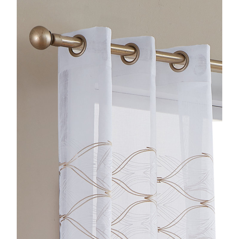Ankrum Polyester Sheer Curtain Pair, Gold, 38" W x 84" L