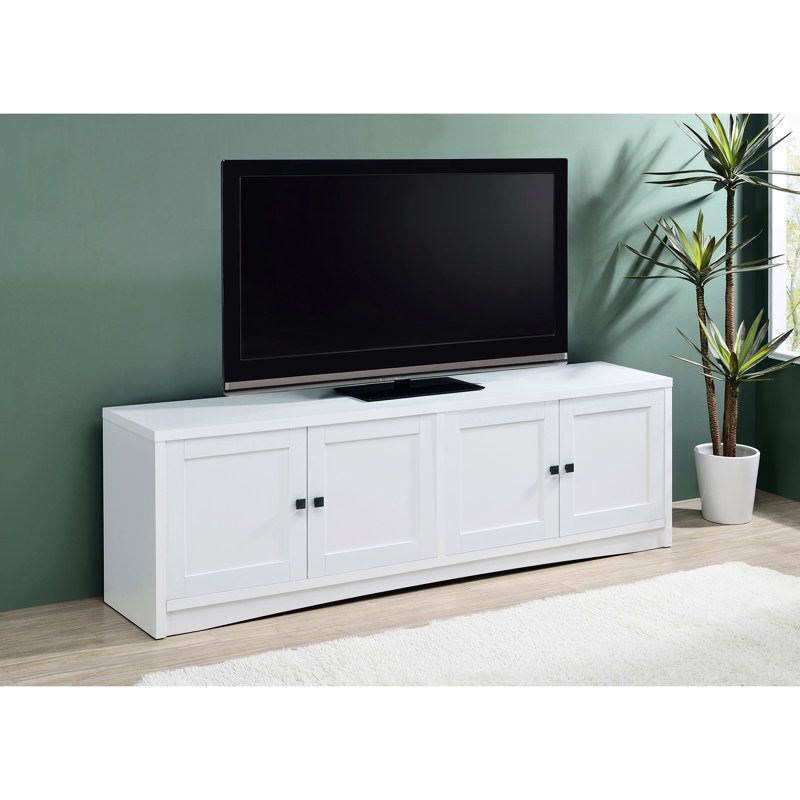 Meuble télé blanc avec 4 portes en bois d'ingénierie avec rangement | Idée de cadeau