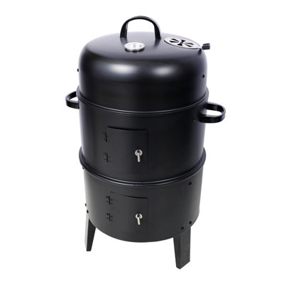 16-inch Vertical Charcoal Wood Smoker Grill – Portable Outdoor Bbq Smoker For Camping, Black