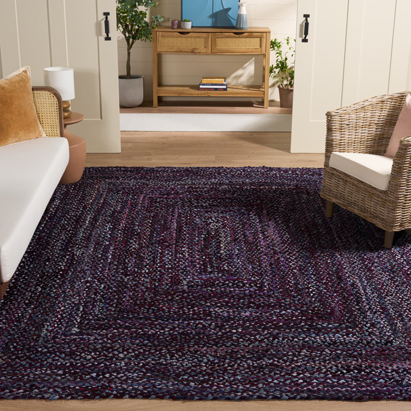 Braided Hand Woven Cotton Solid Color Indoor Rug, Rectangle 8' x 10'