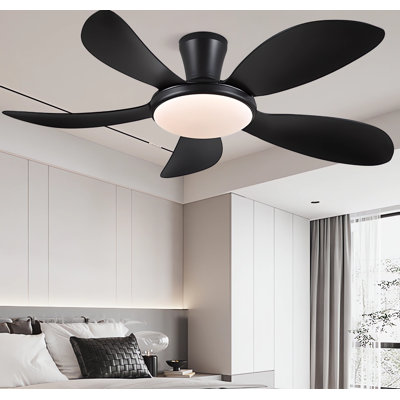 48 Inch 5-blade Modern Low Profile Ceiling Fans With Lights And Remote/app