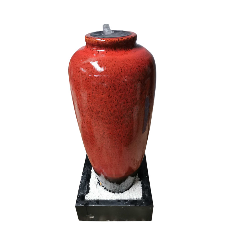 Hand Crafted Weather Resistant Floor Fountain, Red