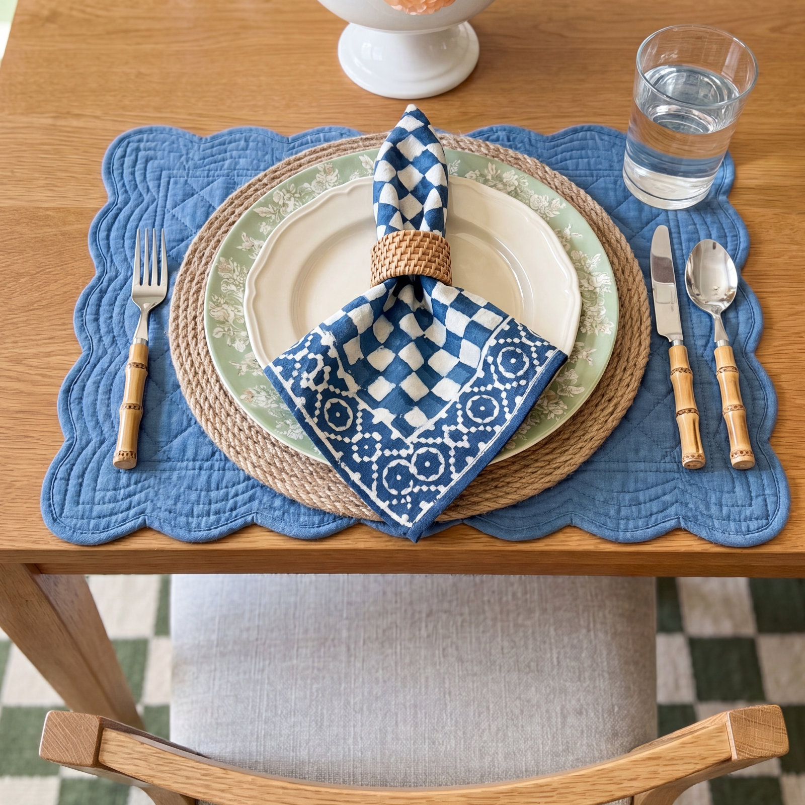 Cabana Cotton Napkin, Blue Checkered