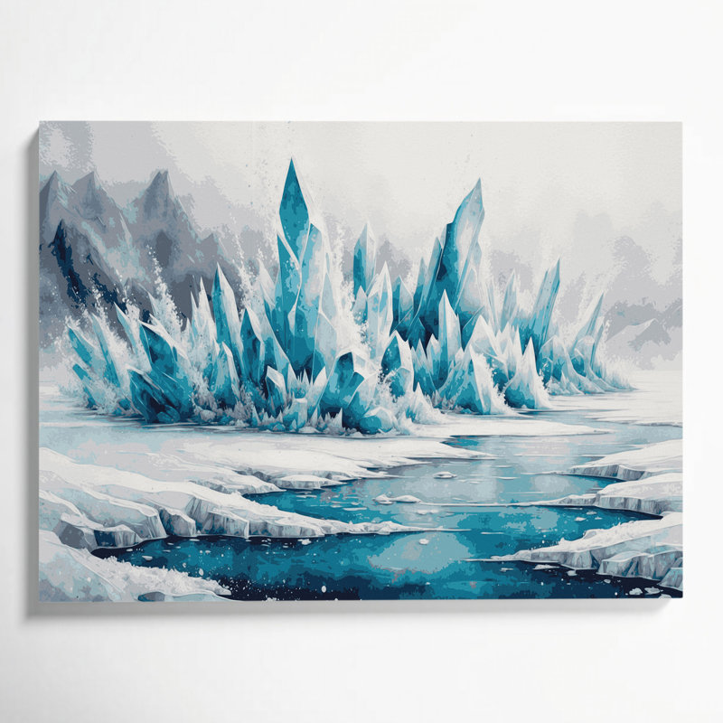 Art mural sur toile gris, "Sci Fi Frozen tundra", H 11 po x l 14 po