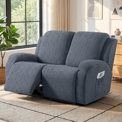 Housse pour causeuse inclinable en jacquard doux 6 pièces Tiba, housse de canapé extensible 2 places, protecteur de meubles lavable à la machine