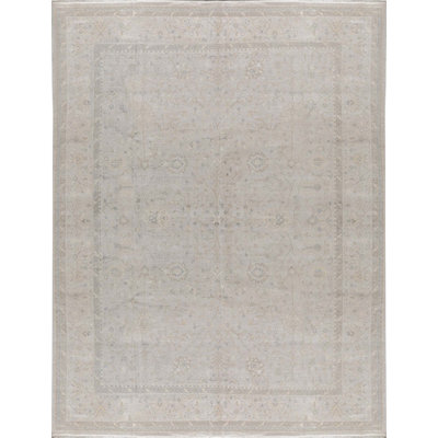 Hand-Knotted High-Quality Light Gray and Light Gray Area Rug