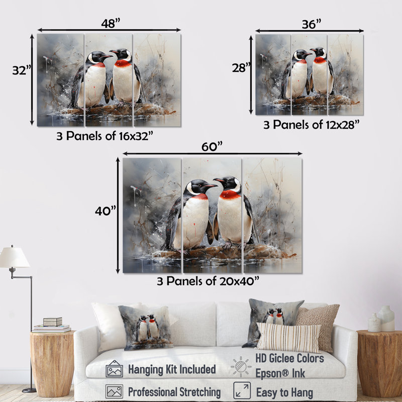«Penguin Dreamscape», ensemble d'art mural sur toile, H 40 po x l 60 po