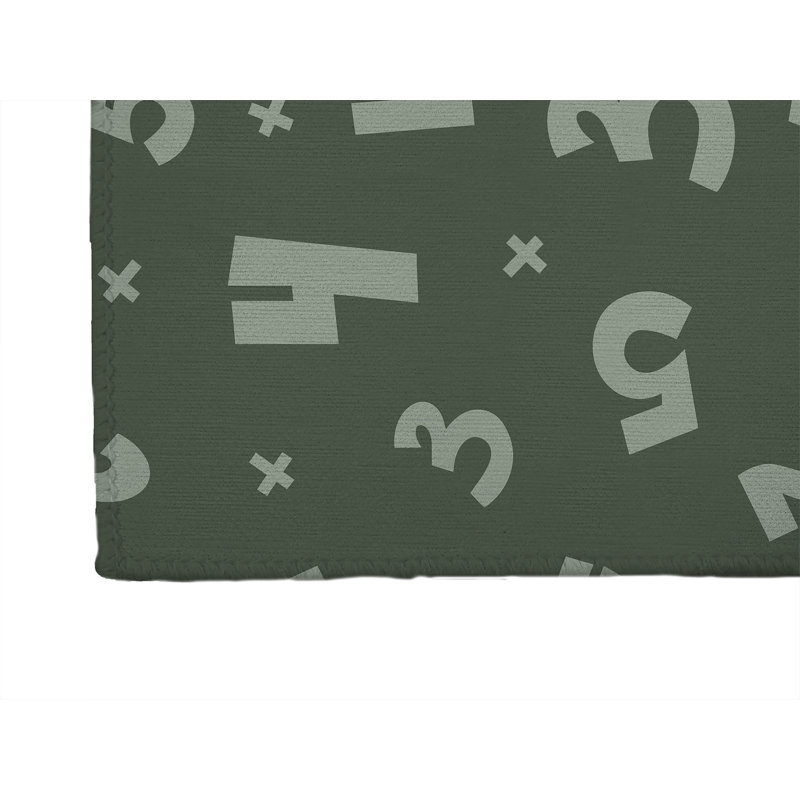 Number Match Kids Play Mat, Rectangle 4' x 6', Chimichurri/Green/Ivory
