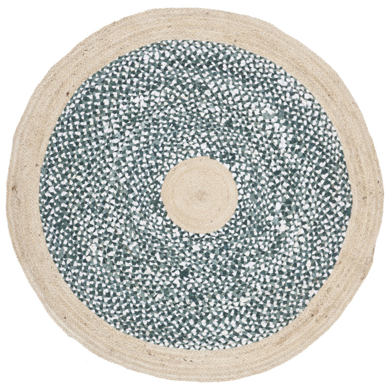 Zeitler Hand Woven Jute, Cotton Rug, Round 5'