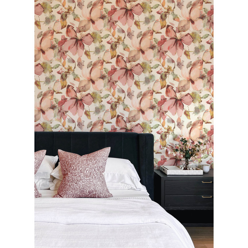 Papier peint rose Liliana, Rose