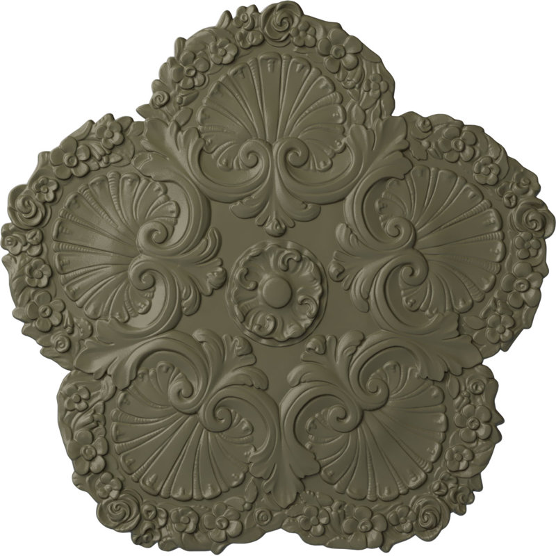 Endurathane Shell Ceiling Medallion, 25 5/8"OD x 1"P, Hand-Painted Spartan Stone Finish, Spartan Stone