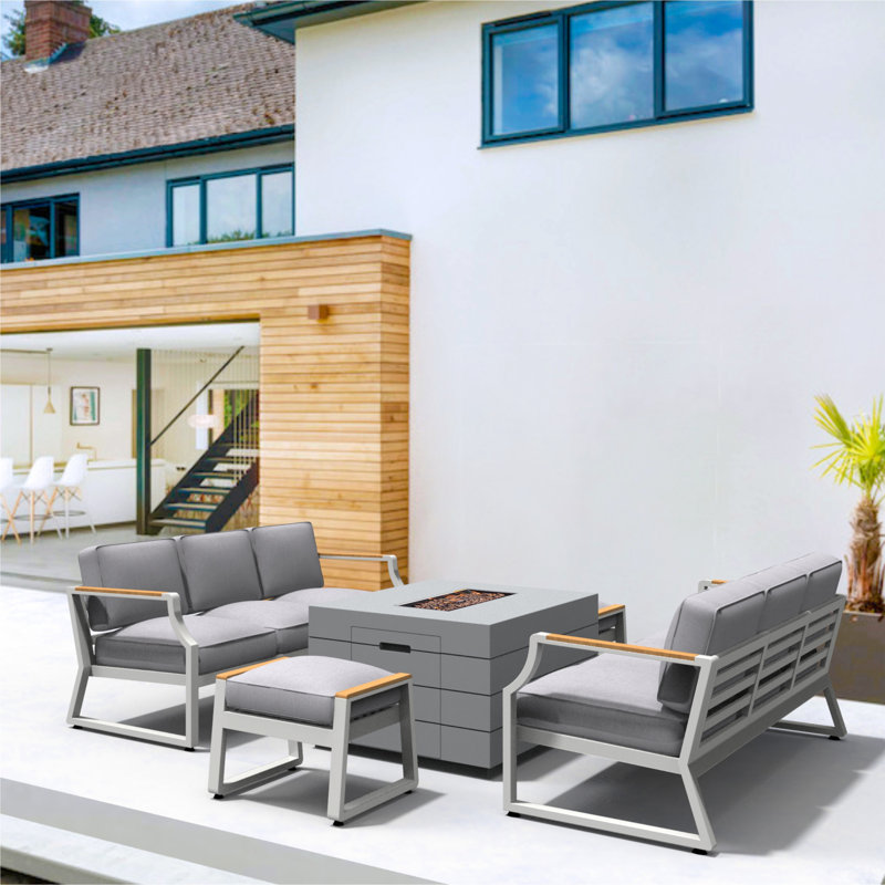 8 - Person Patio Conversation Set with Cushions, White