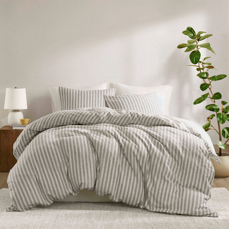 Ensemble de couette 3 pièces, Gris, Housse de couette grand + 2 pièces supplémentair