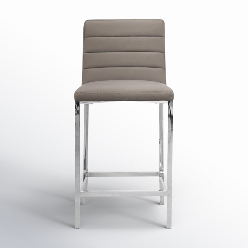 Misa Upholstered Counter Stool with Metal Frame, Taupe, Counter Stool (26" Seat Height)