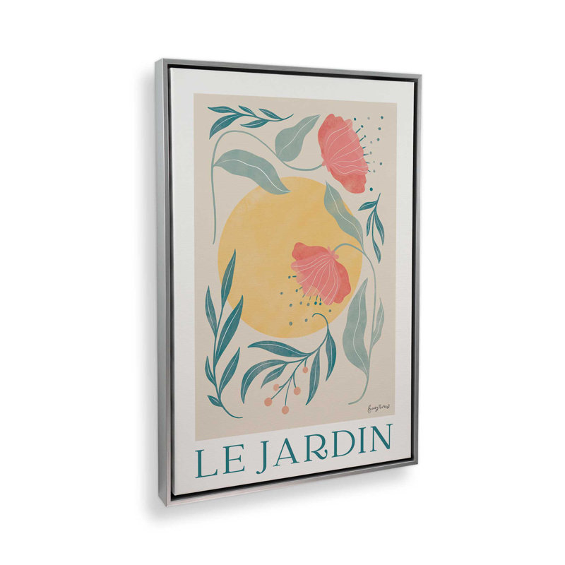Sunlit Garden, reproduction sur toile, Cadre flottant en chrome poli, H 12,75 po x l 8,75 po