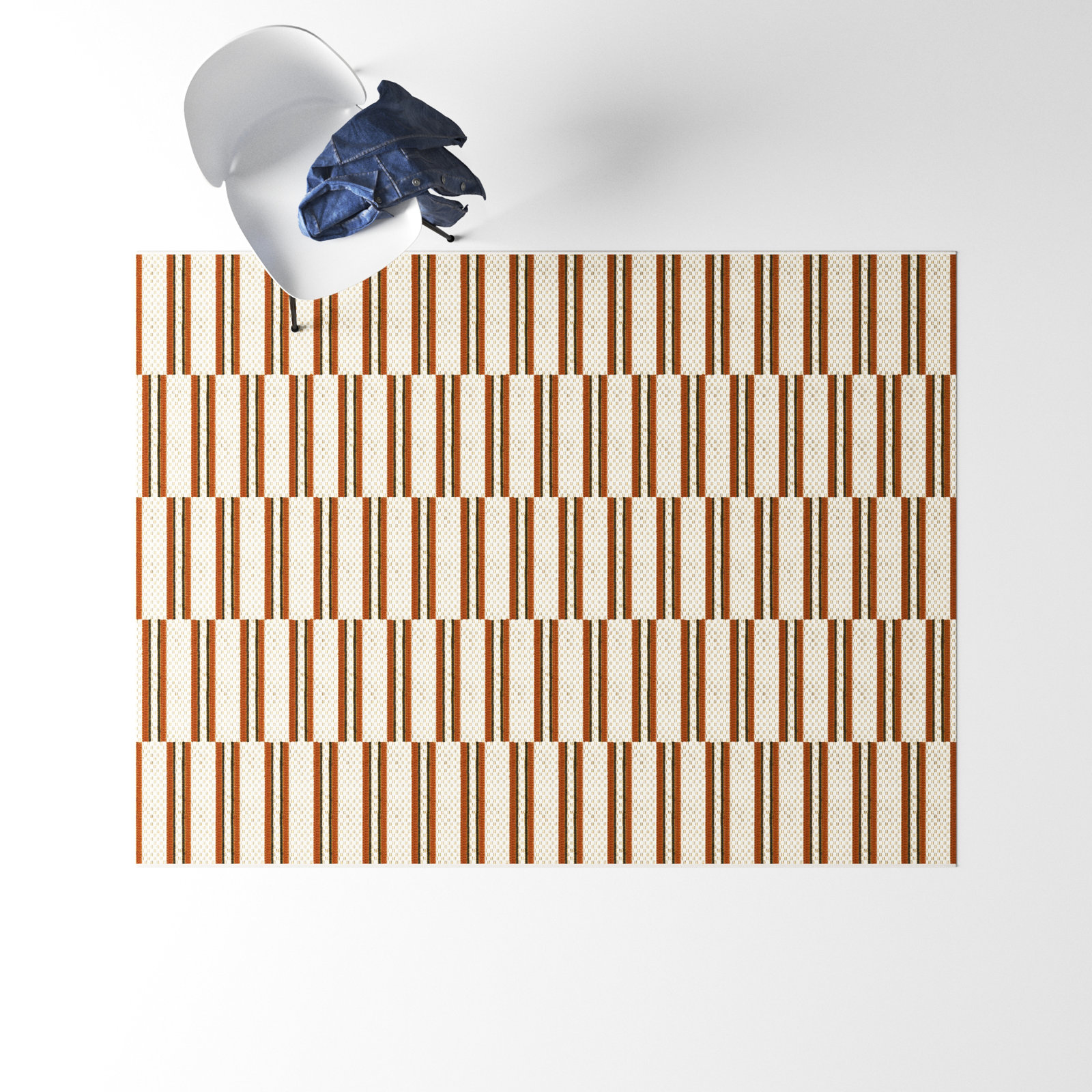 Carlos Orange Indoor/Outdoor Rug, Rectangle 5'3" x 7'